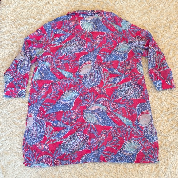 Talbots pink & blue seashell sheer swim beach coverup 3X - Picture 13 of 13